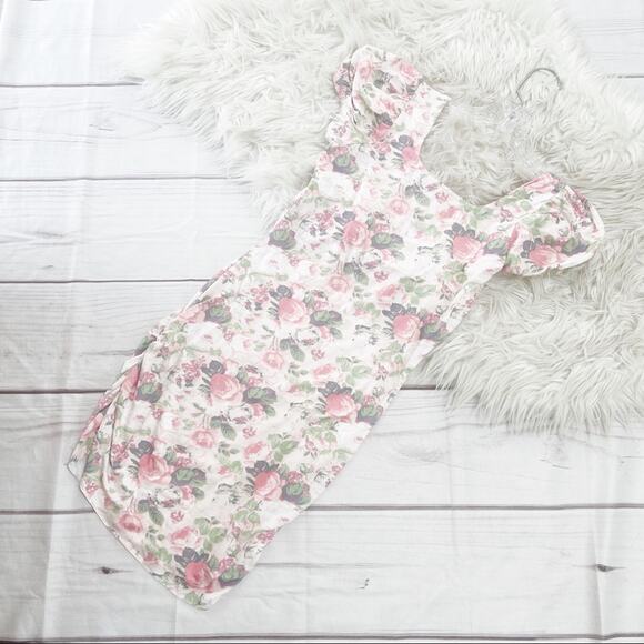 LoveShackFancy Women's Dalary Floral‎ Scoop Neck Puffed Sleeve Dress Size Medium - Picture 5 of 6